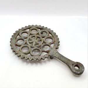 Vintage Wilton Cast Iron Color Silver Trivet Original - 5.5" Diameter x 9" Long